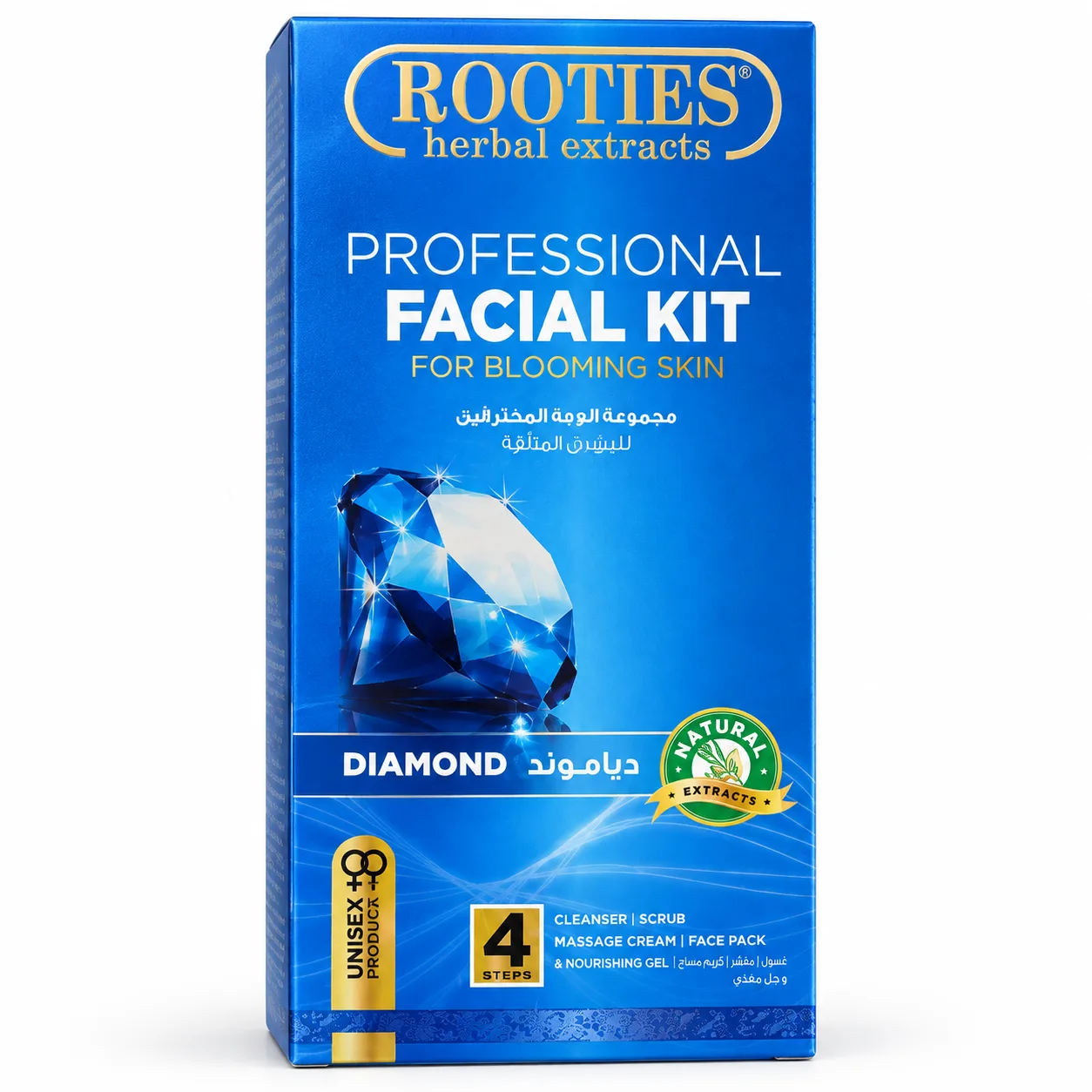 Rooties Herbal Extracts Professional Diamond Facial Kit – 4 Steps