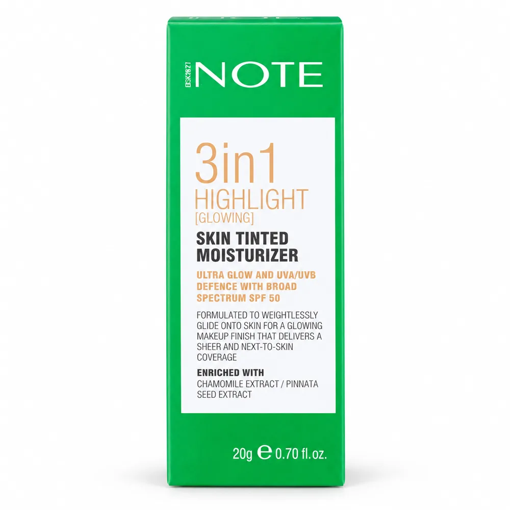 NOTE 3 in 1 Highlight Glowing Skin Tinted Moisturizer SPF50 20g