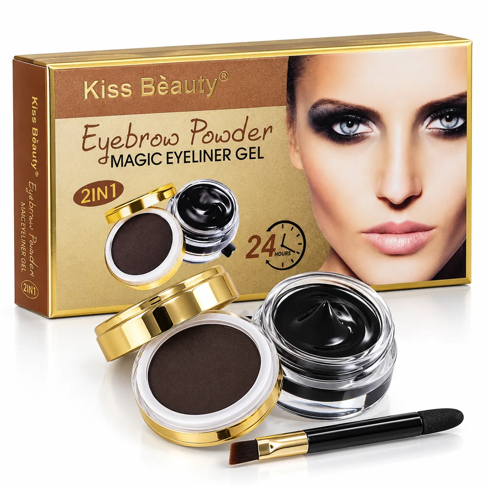 Kiss Beauty Eyebrow Powder & Magic Eyeliner Gel 2 in 1