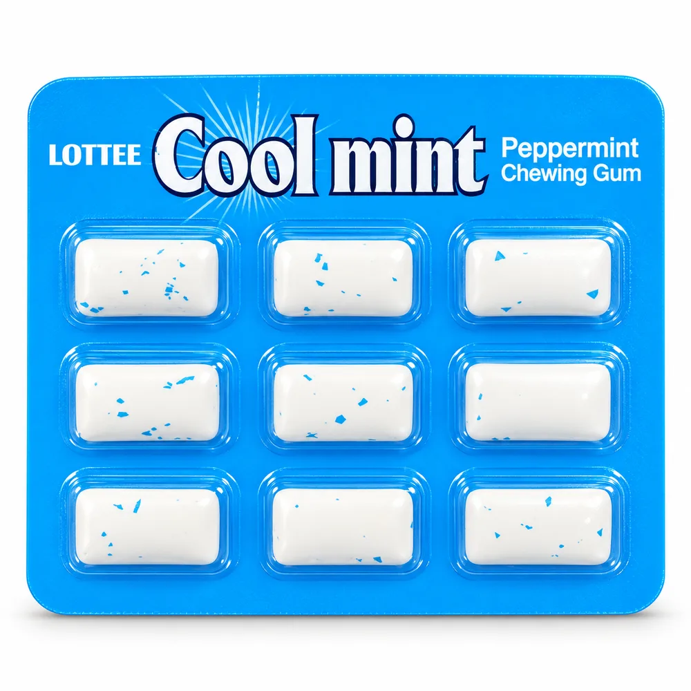 Lotte Cool Mint Peppermint Chewing Gum 9 Pieces